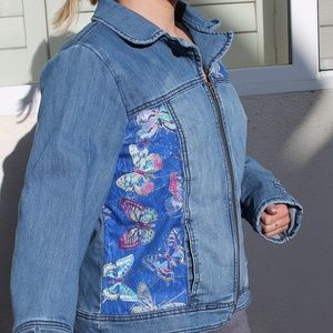 Denim Jacket-Fabric Overlay-Hand sewn